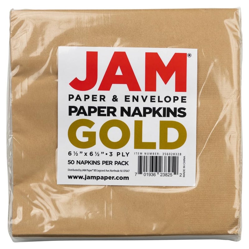 JAM Paper مناديل غداء متوسطة من جام بيبر - ذهبية - 6.5x6.5 بوصة (عبوة من 50) - Image 4